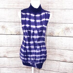 NWT Vintage PS-3983 Purple and White Sleeveless Popcorn Bubble Top Size OS